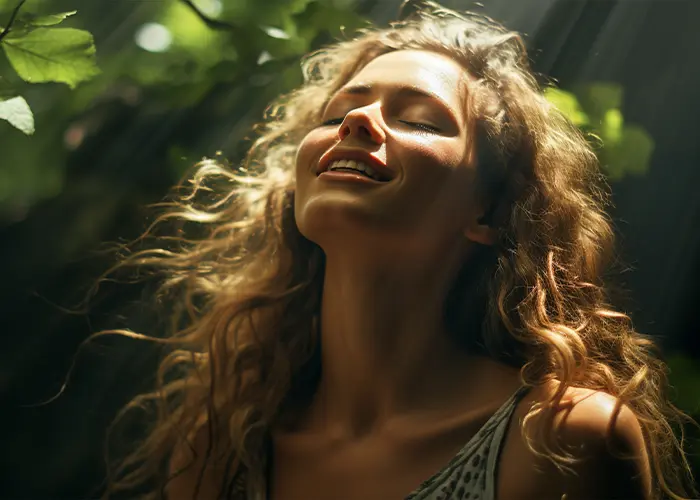 Inner peace woman in light